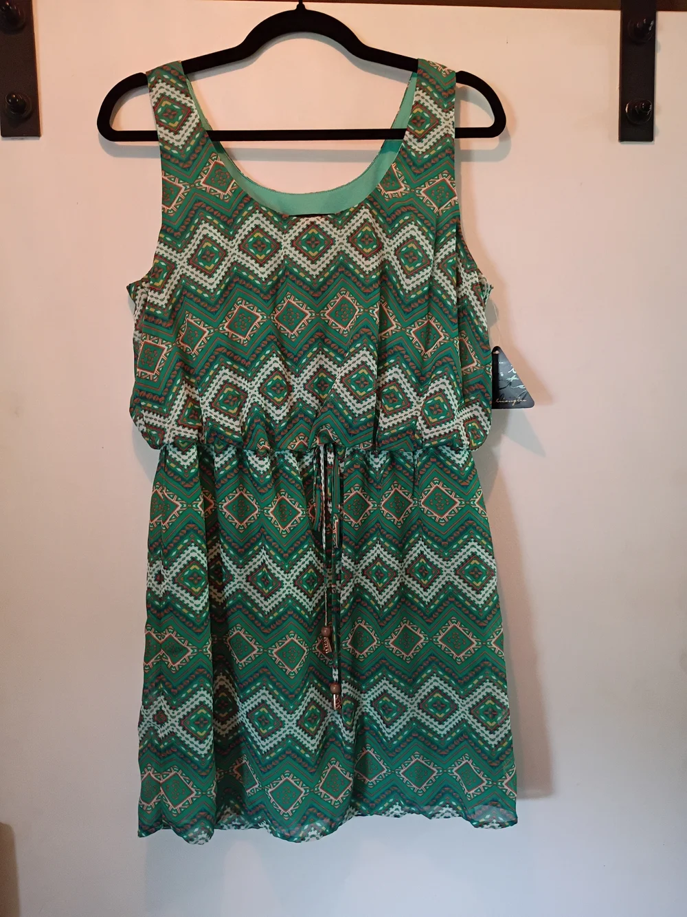 City Triangles Green Geometric Tank Dress